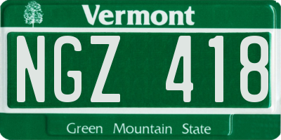 VT license plate NGZ418