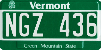 VT license plate NGZ436