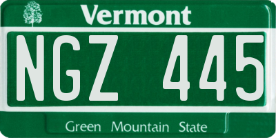 VT license plate NGZ445