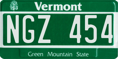 VT license plate NGZ454