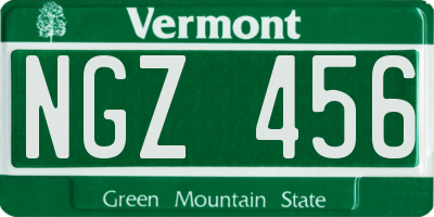 VT license plate NGZ456