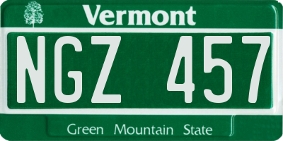 VT license plate NGZ457