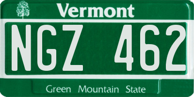 VT license plate NGZ462