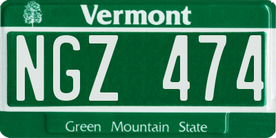 VT license plate NGZ474