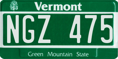 VT license plate NGZ475