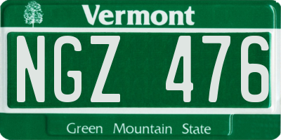 VT license plate NGZ476