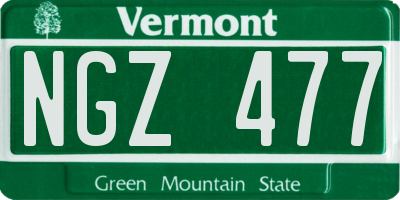 VT license plate NGZ477