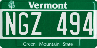 VT license plate NGZ494