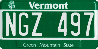 VT license plate NGZ497