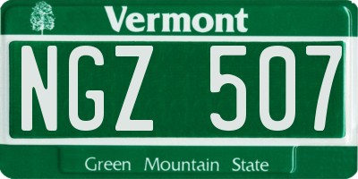 VT license plate NGZ507