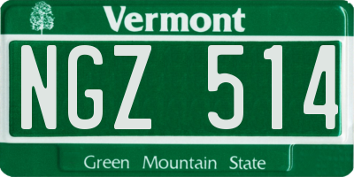 VT license plate NGZ514