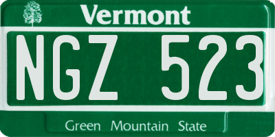 VT license plate NGZ523