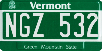 VT license plate NGZ532