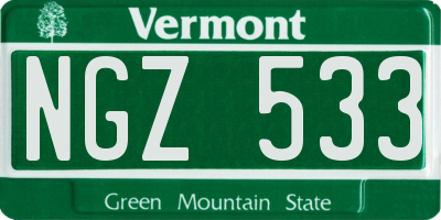 VT license plate NGZ533