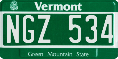 VT license plate NGZ534