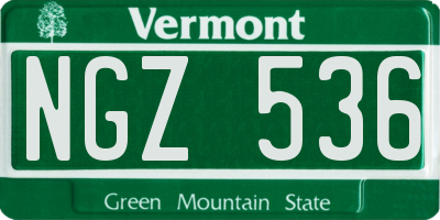 VT license plate NGZ536