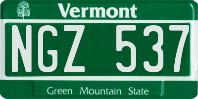 VT license plate NGZ537