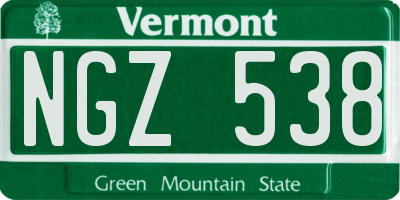 VT license plate NGZ538