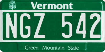 VT license plate NGZ542