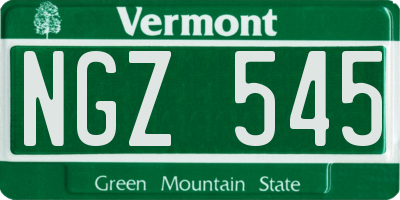 VT license plate NGZ545
