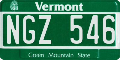 VT license plate NGZ546