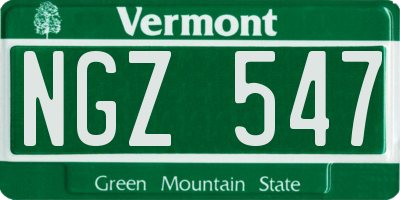 VT license plate NGZ547