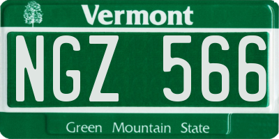VT license plate NGZ566