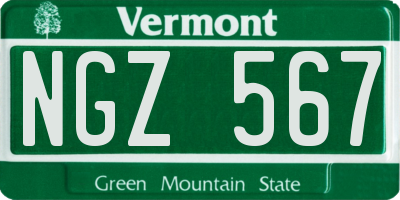 VT license plate NGZ567