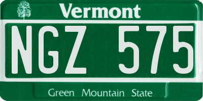 VT license plate NGZ575