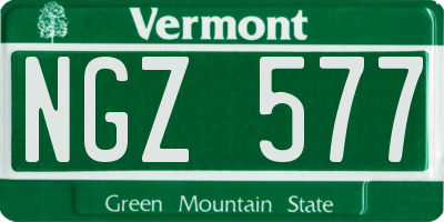 VT license plate NGZ577