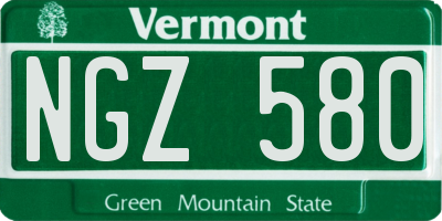 VT license plate NGZ580