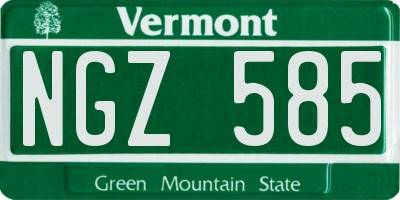 VT license plate NGZ585