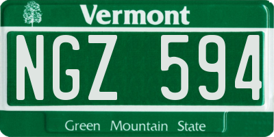 VT license plate NGZ594