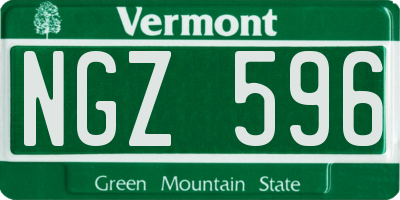 VT license plate NGZ596