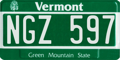 VT license plate NGZ597
