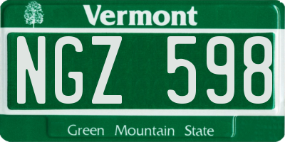 VT license plate NGZ598