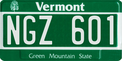 VT license plate NGZ601