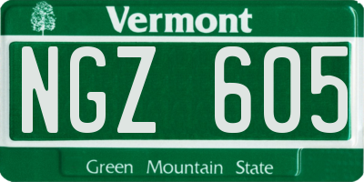 VT license plate NGZ605