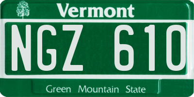 VT license plate NGZ610