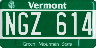 VT license plate NGZ614