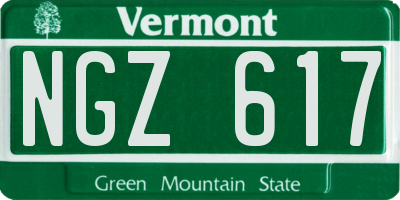 VT license plate NGZ617
