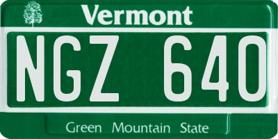 VT license plate NGZ640