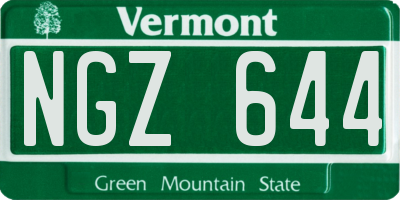 VT license plate NGZ644