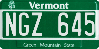 VT license plate NGZ645