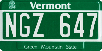VT license plate NGZ647