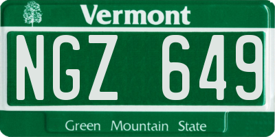 VT license plate NGZ649