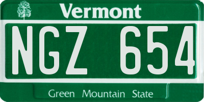 VT license plate NGZ654