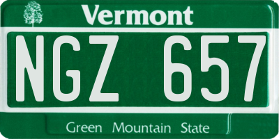 VT license plate NGZ657