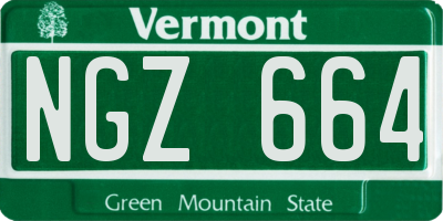 VT license plate NGZ664