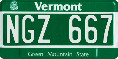 VT license plate NGZ667